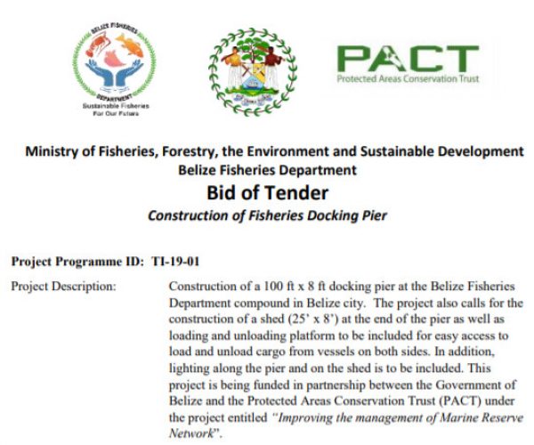Bid of Tender: Construction of Fisheries Docking Pier
